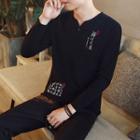 Letter Embroidered Long-sleeve Knit Top
