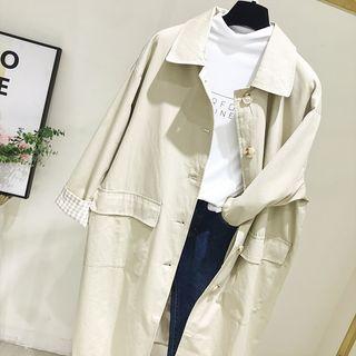 Single-breasted Midi Trench Coat Khaki - One Size