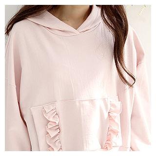 Frilled-pocket Hoodie T-shirt