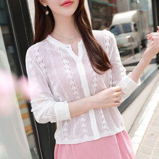 Round-neck Light Perforated Cardigan