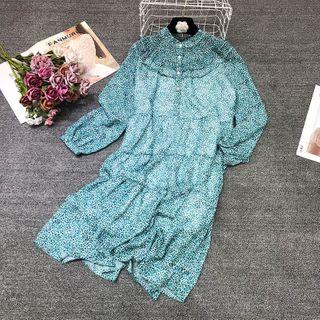 Long-sleeve Floral Tiered Dress