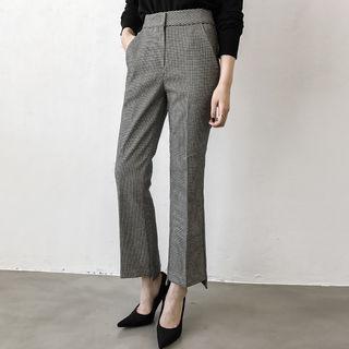 Dip-back Houndstooth Dress Pants