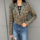 Plaid Double-button Short Blazer