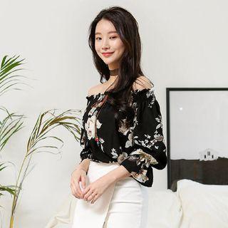 Strappy Off-shoulder Rosette Top
