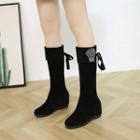 Faux Leather Embellished Knee-high Boots