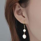 Faux Pearl Sterling Silver Dangle Earring 1 Pair - Gold & Off-white - One Size