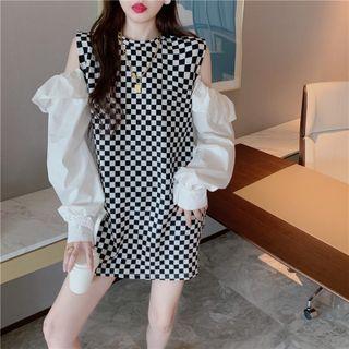 Patchwork Checkerboard Long T-shirt