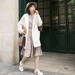 Long-sleeve Floral Ruffle Dress