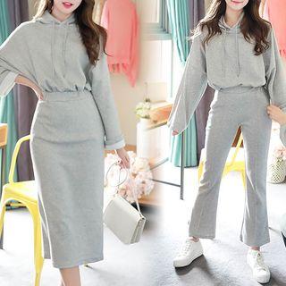 Set: Hoodie + Boot-cut Pants / Long Skirt
