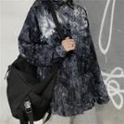 Long-sleeve Printed Shirt Tie-dye Black - One Size