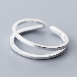 925 Sterling Silver Layered Open Ring Ring - One Size