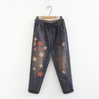 Star Applique Washed Jeans