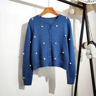 Cropped Fluffy Ball Knit Top