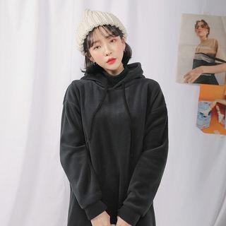 Brushed-fleece Lined Midi Hoodie Dress