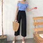 Cold-shoulder Knit Top / Cropped Wide-leg Pants