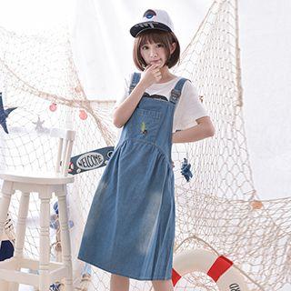 Embroidered Denim Pinafore