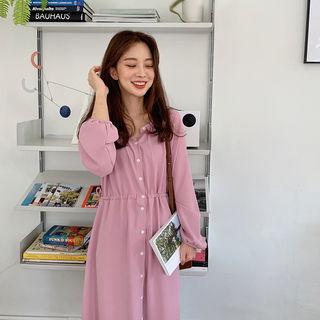 Buttoned Long Peasant Dress