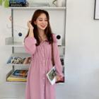Buttoned Long Peasant Dress