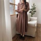 3/4 Sleeve Check A-line Shirtdress