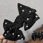 Faux Pearl Fabric Bow Hair Clip Black - One Size