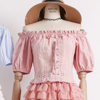 Tie-front Eyelet Cropped Top