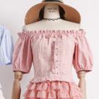 Tie-front Eyelet Cropped Top