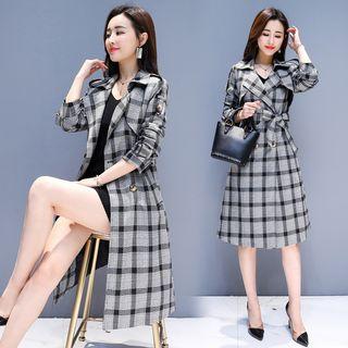 Double Breasted Plaid Coatdress