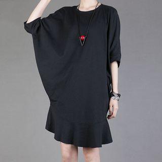 Batwing Elbow-sleeve T-shirt Dress
