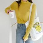 Plus Size Turtle-neck Textured T-shirt