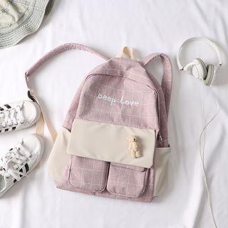 Plaid Embroidered Backpack