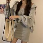 Zip-up Hoodie / Spaghetti-strap Mini A-line Dress