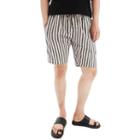 Plus Size Linen Blend Striped Shorts