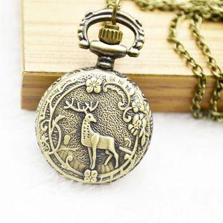 Chain Necklace With Deer Pocket Watch Design As Shown In Figure - One Size