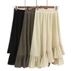 Asymmetric-hem Ruffle Pleated Skirt