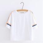 Short-sleeve Colored Panel T-shirt White - One Size