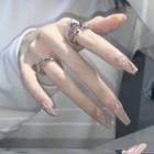 Rhinestone Pointed Faux Nail Tips Z-212 - Light Pink - One Size