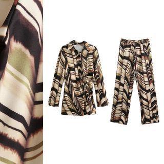 Long Sleeve Wave Pattern Shirt / Boot Cut Pants