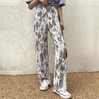 Short-sleeve Cutout T-shirt / Tie Dye Wide-leg Pants