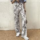 Short-sleeve Cutout T-shirt / Tie Dye Wide-leg Pants