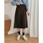 Woolen Midi Pleated Skirt