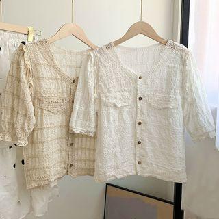 Short-sleeve Knit Trim Top