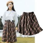Plaid Flared Skirt
