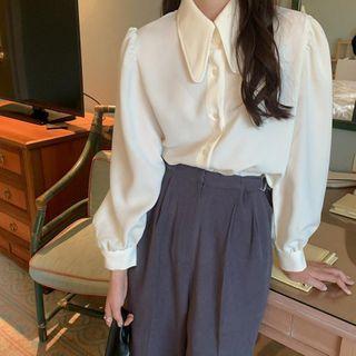 Wide Collar Shirt White - One Size