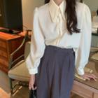 Wide Collar Shirt White - One Size