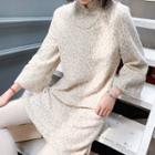Leopard 3/4-sleeve A-line Dress