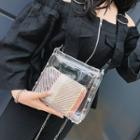 Set Of 2: Transparent Crossbody Bag + Patterned Pouch
