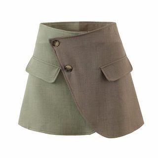 Two-tone High-waist Mini Skirt