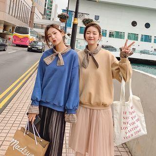 Mock Two-piece Tie Neck Sweatshirt