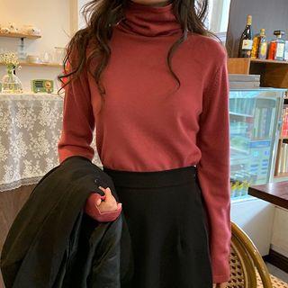 Plain Turtle Neck Long Sleeve Top