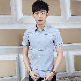Lettering Stripe Short-sleeve Shirt